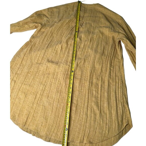 ZARA PLEATED LINEN BLEND TUNIC DRESS ZW COLLECTION Boho Mustard Yellow XS - Picture 10 of 10